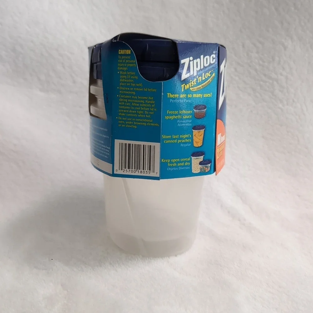 Ziploc Twist n Loc 2 Medium 32 oz Round 1 Quart 4 Cup Containers & Lids NEW 2005